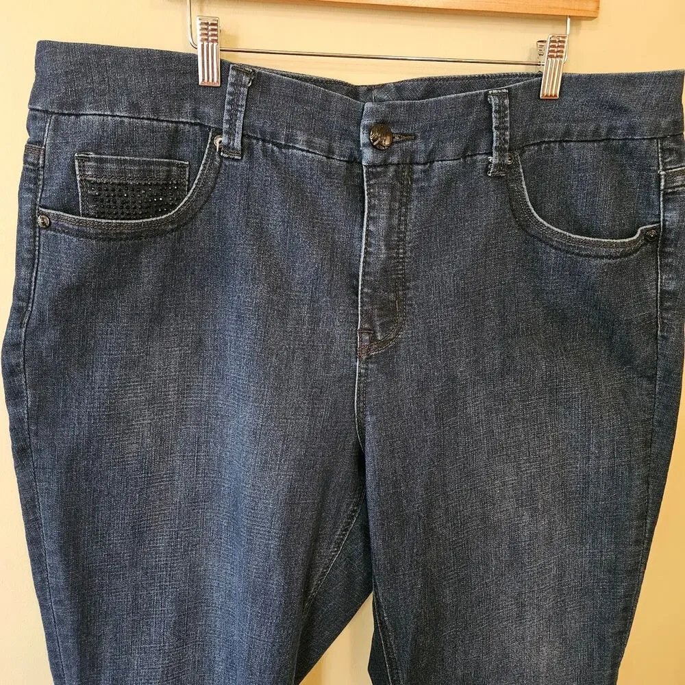 Seven7 Melissa McCarthy Slim Boot Jeans, Size 20W Embellished Dark Wash Ankle - Picture 4 of 9